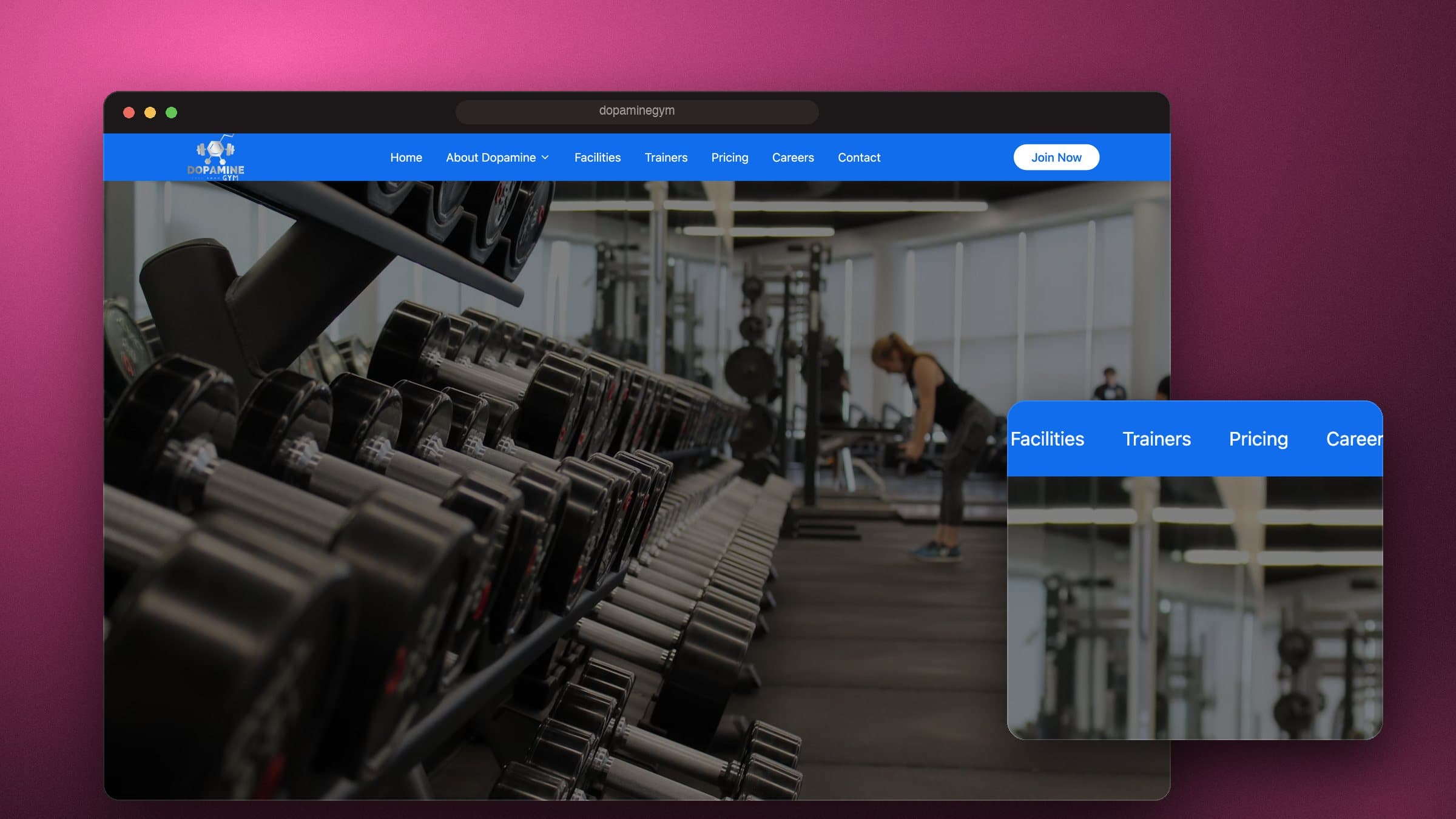 Dopamine Gym website by The BrandBerry