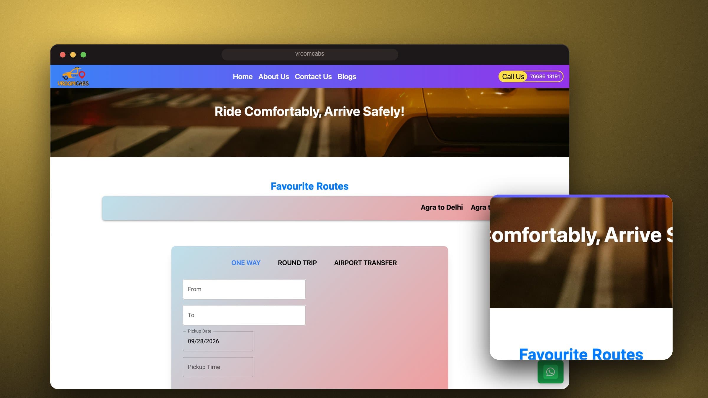 VroomCabs website by The BrandBerry